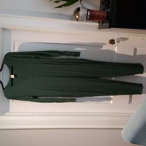 Green long sleeve, v-neck romper